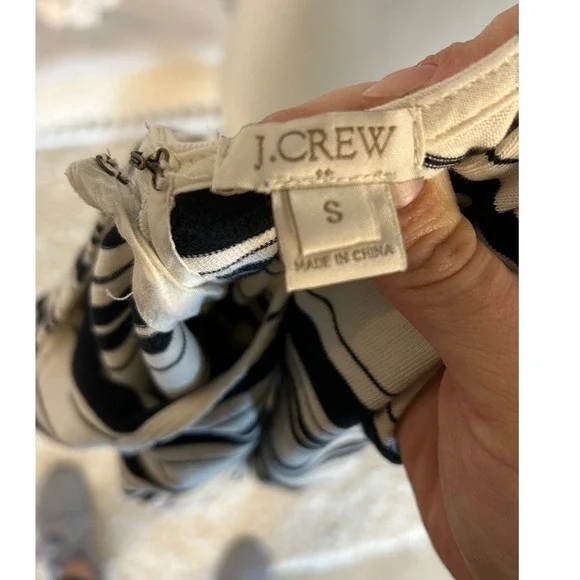 J Crew Women's Size S Cream & Black Button Back Fit & Flare Striped Dress #0301 - Picture 8 of 12